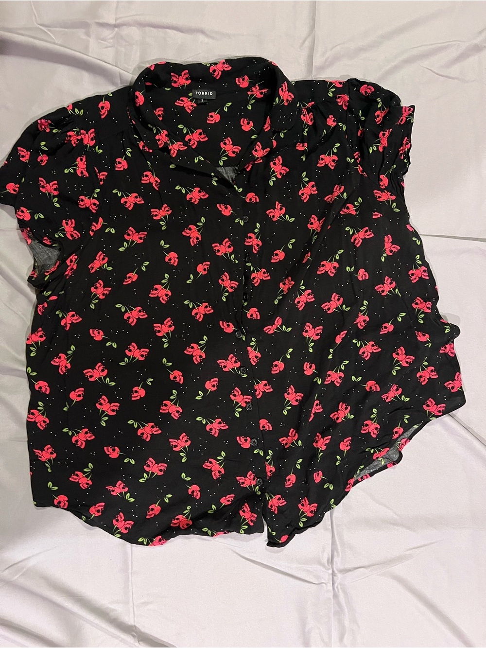 Torrid Black Cherry Skull Button-Up Blouse
